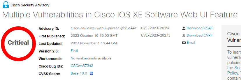 Cisco CVE 10
